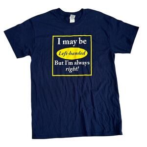 Gildan Heavy Cotton Left Handed Funny Graphic Tee Navy M